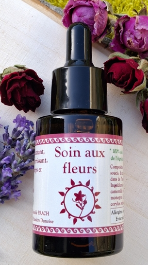 présentation visuelle de l'huile de soin aux fleurs 30ml